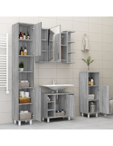 Mobile da Bagno Grigio Sonoma 80x20,5x64cm in Legno Multistrato