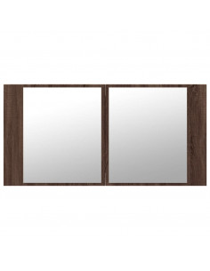 Armadietto Specchio con LED Rovere Marrone 90x12x45cm Acrilico 2