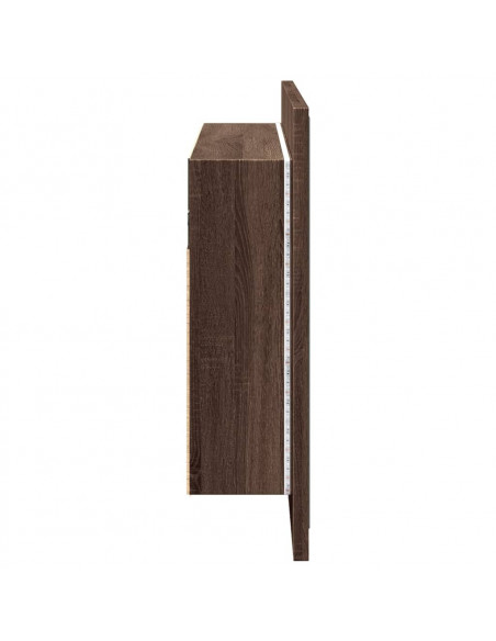 Armadietto Specchio con LED Rovere Marrone 90x12x45cm Acrilico