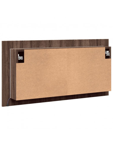 Armadietto Specchio con LED Rovere Marrone 90x12x45cm Acrilico
