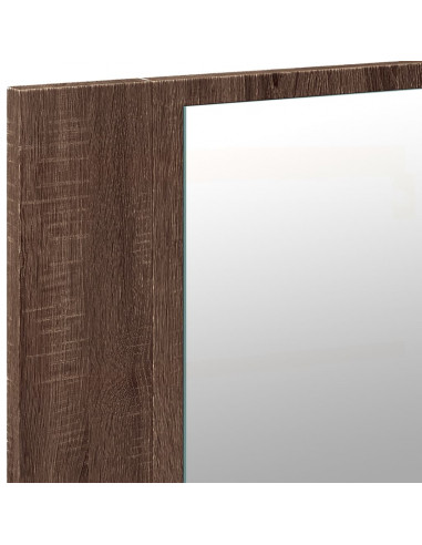 Armadietto Specchio con LED Rovere Marrone 90x12x45cm Acrilico