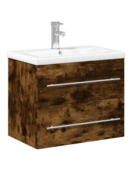 Mobile da Bagno con Lavabo Integrato Rovere Fumo