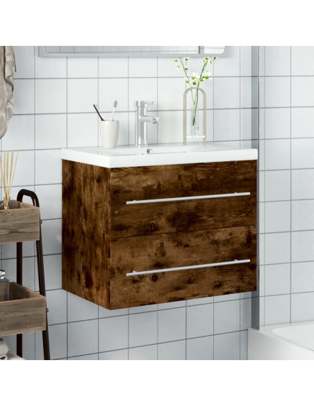 Mobile da Bagno con Lavabo Integrato Rovere Fumo