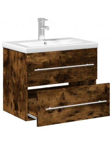 Mobile da Bagno con Lavabo Integrato Rovere Fumo