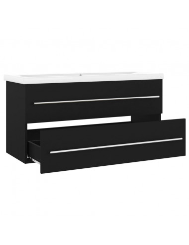 Mobile da Bagno con Lavabo Integrato Nero in Truciolato