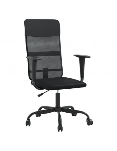 Sedia da Ufficio Altezza Regolabile Nera in Rete e Similpelle