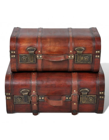 Baule del Tesoro in Legno 2 pz Vintage Marrone