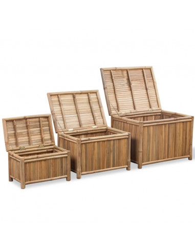 Scatole Portaoggetti Set 3 pz in Bambù