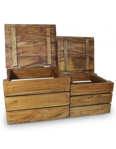 Set di Casse Portaoggetti 2 pz in Legno Massello di Recupero