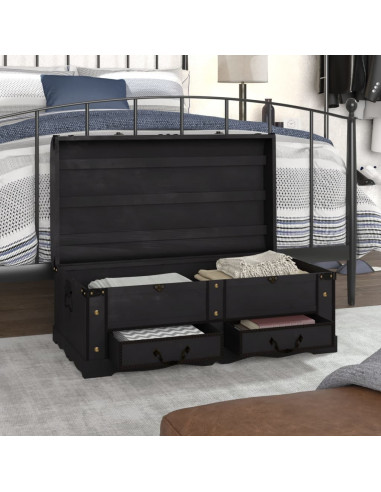 Baule del Tesoro in Legno Grande Nero