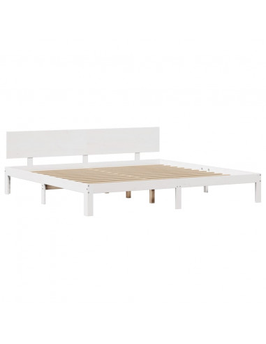 Giroletto con Testiera Bianco 200x200 cm Legno Massello di Pino