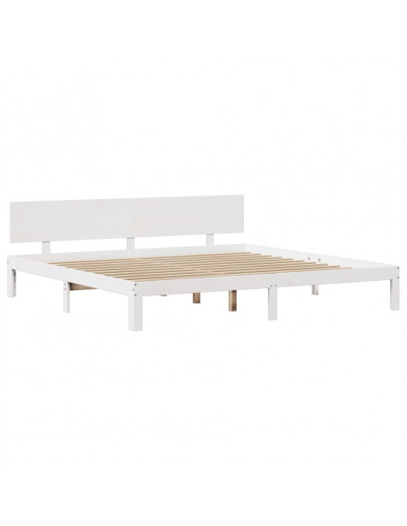 Giroletto con Testiera Bianco 200x200 cm Legno Massello di Pino