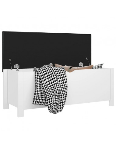 Contenitore con Cuscino Bianco 105x40x45cm Legno Multistrato
