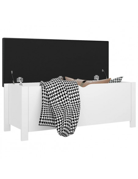 Contenitore con Cuscino Bianco 105x40x45cm Legno Multistrato