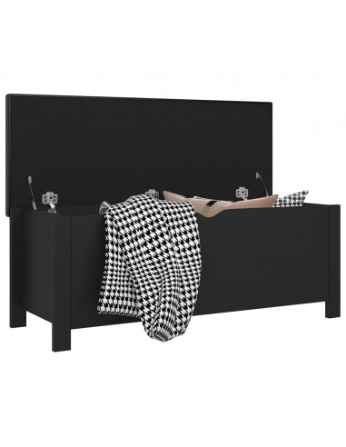 Contenitore con Cuscino Nero 105x40x45cm Legno Multistrato
