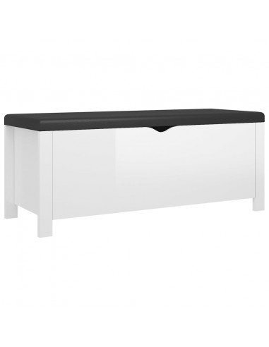 Contenitore con Cuscino Bianco Lucido 105x40x45cm Multistrato