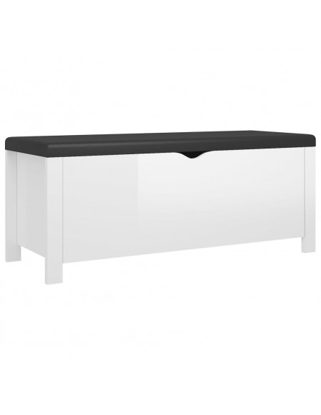 Contenitore con Cuscino Bianco Lucido 105x40x45cm Multistrato