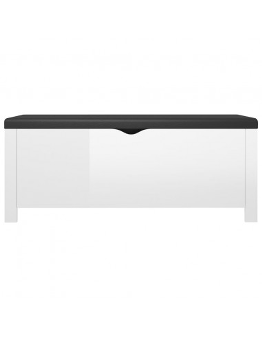 Contenitore con Cuscino Bianco Lucido 105x40x45cm Multistrato