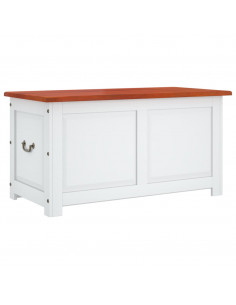 Cassapanca con Coperchio Marrone e Bianco Legno Massello Acacia 2