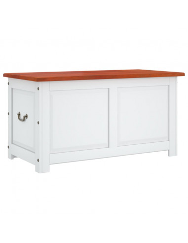 Cassapanca con Coperchio Marrone e Bianco Legno Massello Acacia