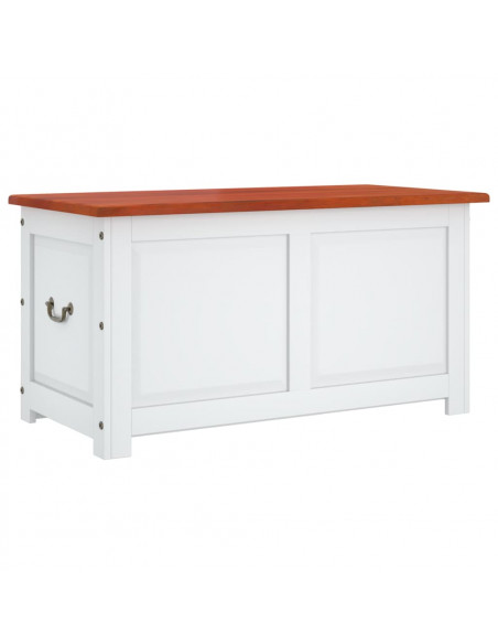 Cassapanca con Coperchio Marrone e Bianco Legno Massello Acacia