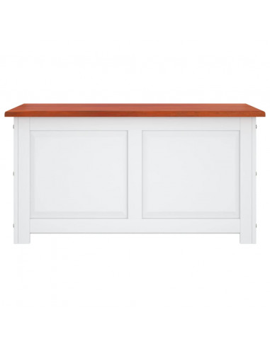 Cassapanca con Coperchio Marrone e Bianco Legno Massello Acacia