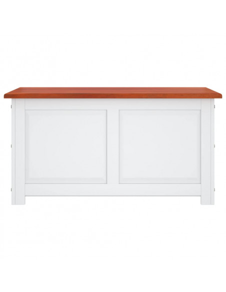 Cassapanca con Coperchio Marrone e Bianco Legno Massello Acacia