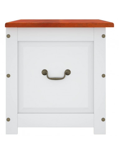 Cassapanca con Coperchio Marrone e Bianco Legno Massello Acacia