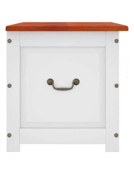 Cassapanca con Coperchio Marrone e Bianco Legno Massello Acacia