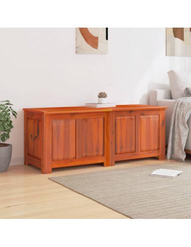 Cassapanca con Coperchio Marrone in Legno Massello di Acacia