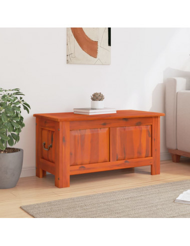 Cassapanca con Coperchio Marrone in Legno Massello di Acacia