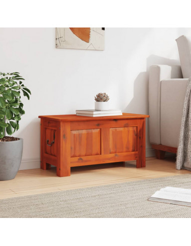 Cassapanca con Coperchio Marrone in Legno Massello di Acacia