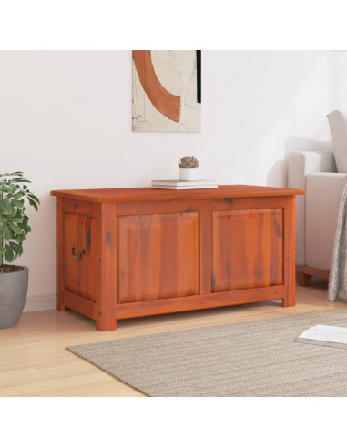 Cassapanca con Coperchio Marrone in Legno Massello di Acacia