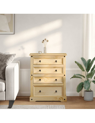 Cassettiera Corona 92x48x120 cm in Legno Massello di Pino