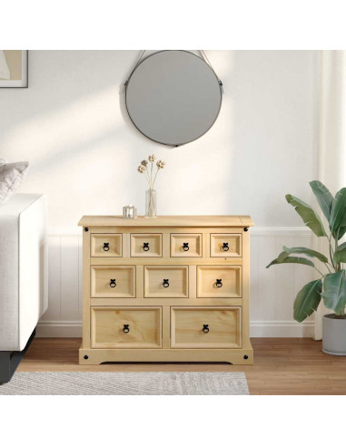 Cassettiera Corona 103x46x83 cm in Legno Massello di Pino