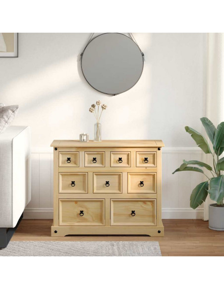 Cassettiera Corona 103x46x83 cm in Legno Massello di Pino