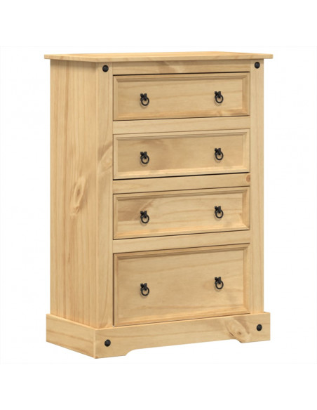Cassettiera Corona 80x43x114 cm in Legno Massello di Pino