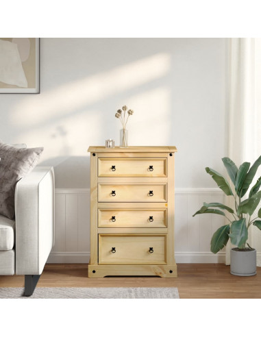 Cassettiera Corona 80x43x114 cm in Legno Massello di Pino