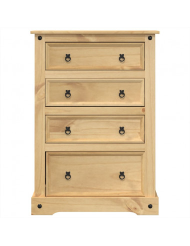 Cassettiera Corona 80x43x114 cm in Legno Massello di Pino