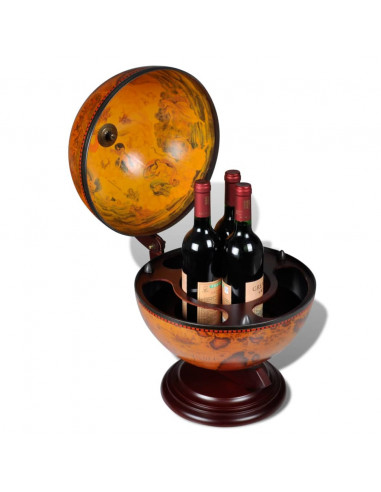 Minibar da Tavola a Globo Supporto per Vini in Legno Eucalipto