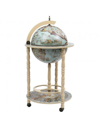 Cantinetta a Globo da Bar con Supporto in Eucalipto Blu