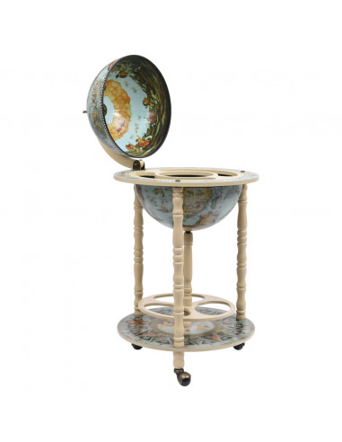 Cantinetta a Globo da Bar con Supporto in Eucalipto Blu