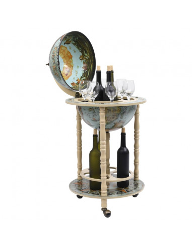 Cantinetta a Globo da Bar con Supporto in Eucalipto Blu