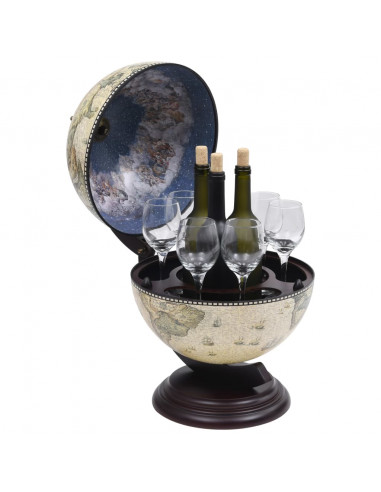 Minibar da Tavola a Globo Supporto per Vini in Eucalipto Verde