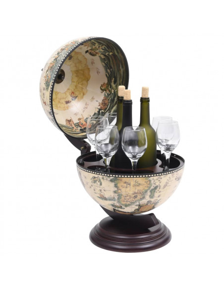 Minibar da Tavola a Globo Supporto per Vini in Eucalipto Bianco