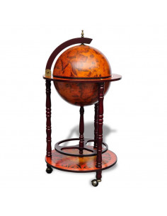 Minibar a Forma di Globo con Supporto in Legno di Eucalipto 2