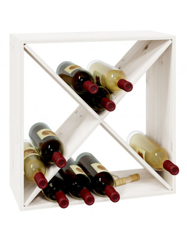 Portabottiglie Bianco 62x25x62 cm in Legno Massello di Pino