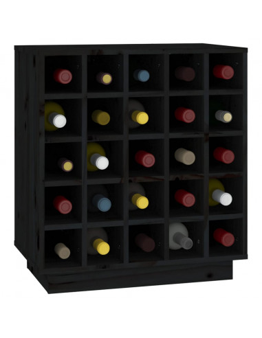 Portabottiglie Nero 55,5x34x61 cm in Legno Massello di Pino