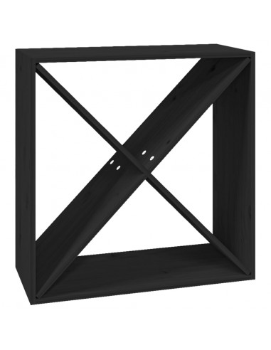 Portabottiglie Nero 62x25x62 cm in Legno Massello di Pino