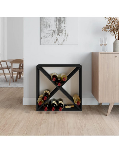 Portabottiglie Nero 62x25x62 cm in Legno Massello di Pino